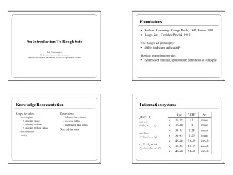 Foundations   Boolean Reasoning - George Boole, 1847, Brown 1990   Rough Sets - Zdzislaw