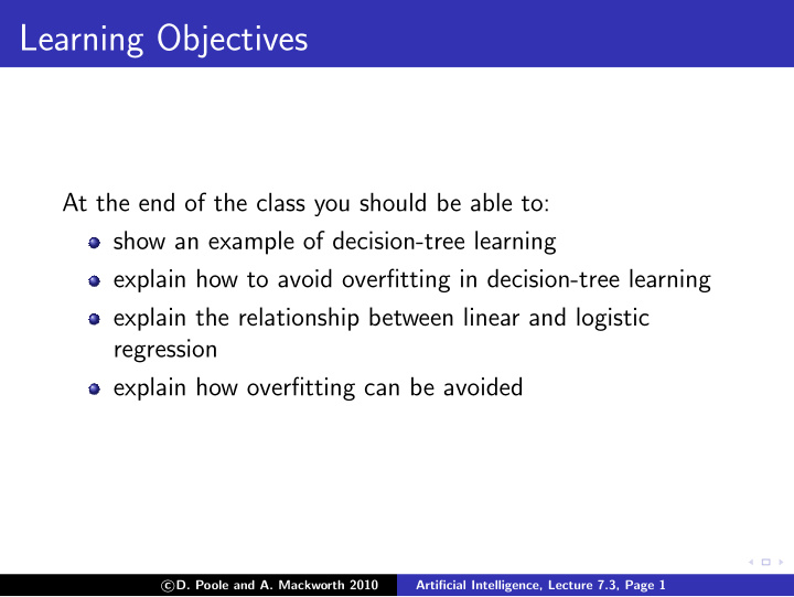 learning objectives