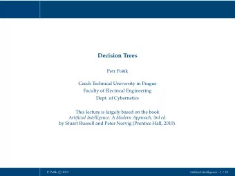 Decision Trees  Petr Pok  Czech Technical University in Prague  Faculty of Electrical
