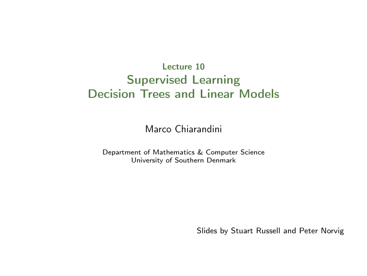 supervised learning decision trees and linear models