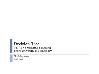 Decision Tree  CE-717 : Machine Learning  Sharif University of Technology  M. Soleymani  Fall 2019