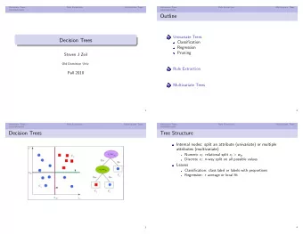Outline  Univariate Trees  1  Decision Trees  Classification  Regression  Pruning  Steven J Zeil