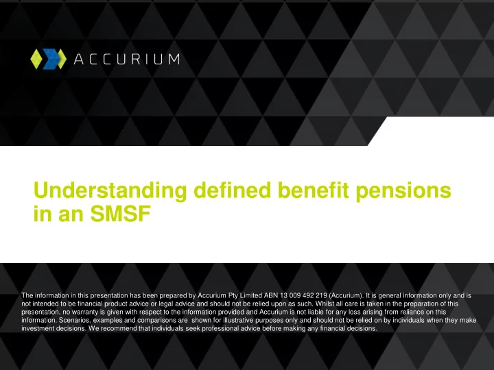 understanding defined benefit pensions in an smsf