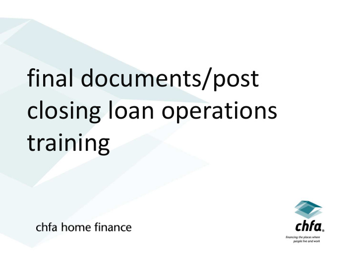 closing loan operations