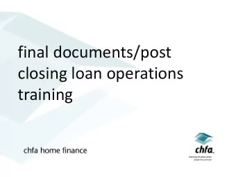 closing loan operations  training  Disclaimer  This Disclaimer applies to all content provided
