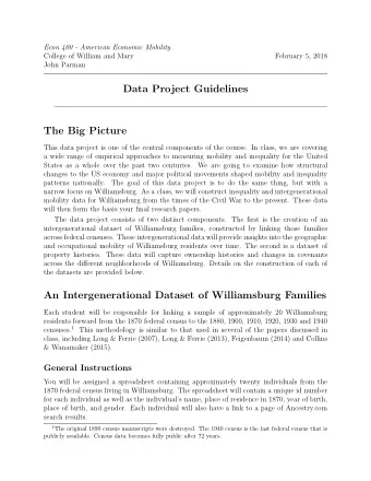 Data Project Guidelines  The Big Picture  This data project is one of the central components of the