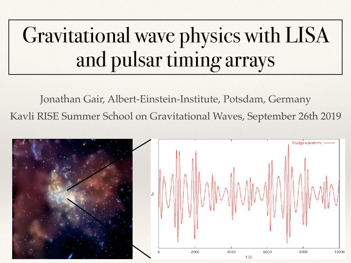 gravitational wave physics with lisa and pulsar timing