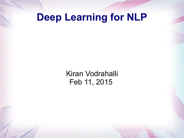 deep learning for nlp