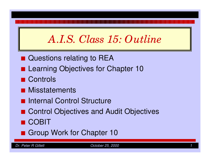 a i s class 15 outline
