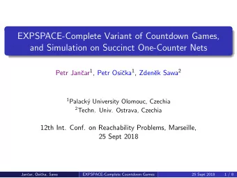 EXPSPACE-Complete Variant of Countdown Games,  and Simulation on Succinct One-Counter Nets car 1 ,