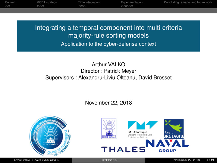 integrating a temporal component into multi criteria