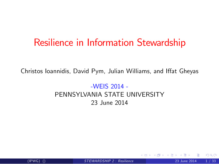 resilience in information stewardship