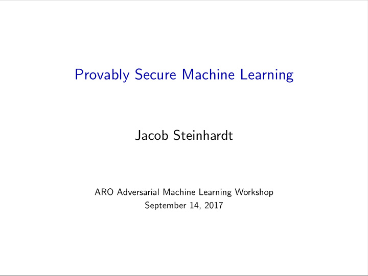 provably secure machine learning