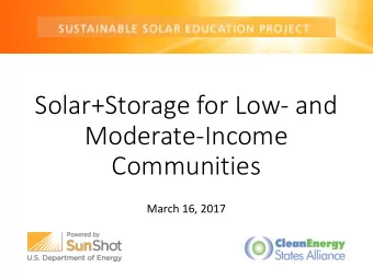 Communities  March 16, 2017  Housekeeping  Sustainable Solar Education Project  Provides