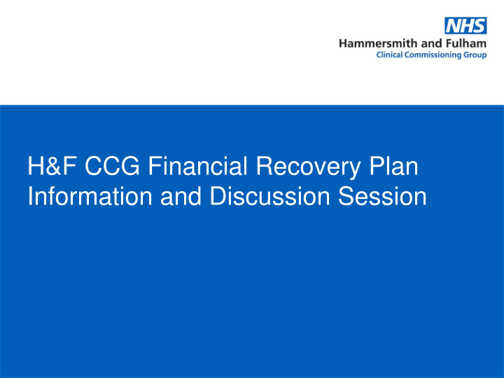 h f ccg financial recovery plan