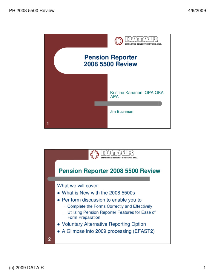 pension reporter 2008 5500 review