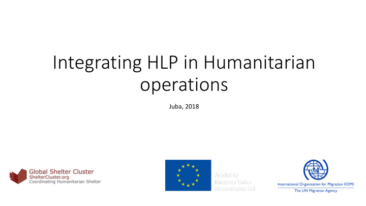 integrating hlp in humanitarian operations