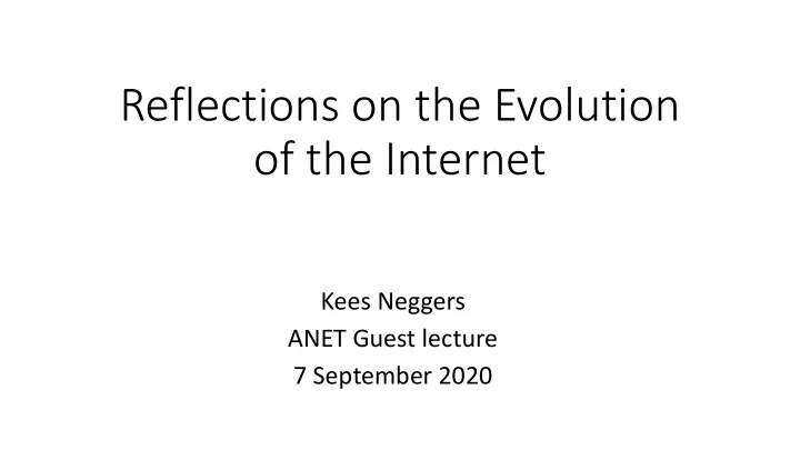 reflections on the evolution
