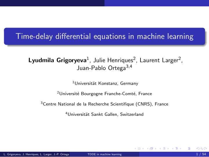 time delay differential equations in machine learning