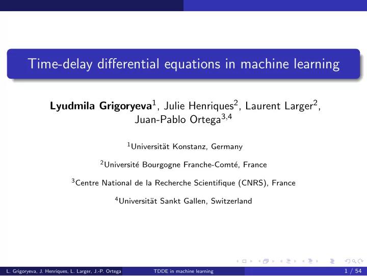 time delay differential equations in machine learning