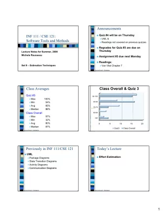 Announcements  Quiz #4 will be on Thursday  INF 111 / CSE 121:  UML &amp;  Software Tools and