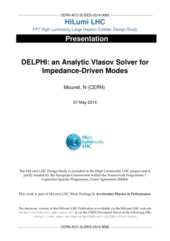 HiLumi LHC  FP7 High Luminosity Large Hadron Collider Design Study  Presentation  DELPHI: an