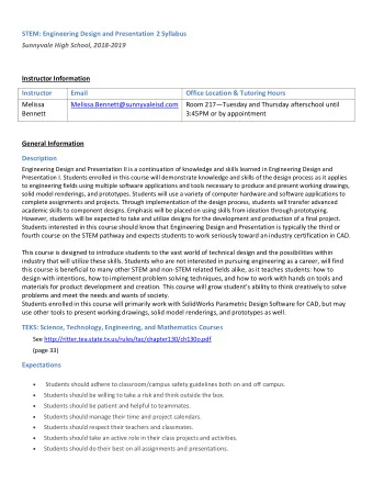 Instructor Information Instructor Email Office Location &amp; Tutoring Hours  Melissa