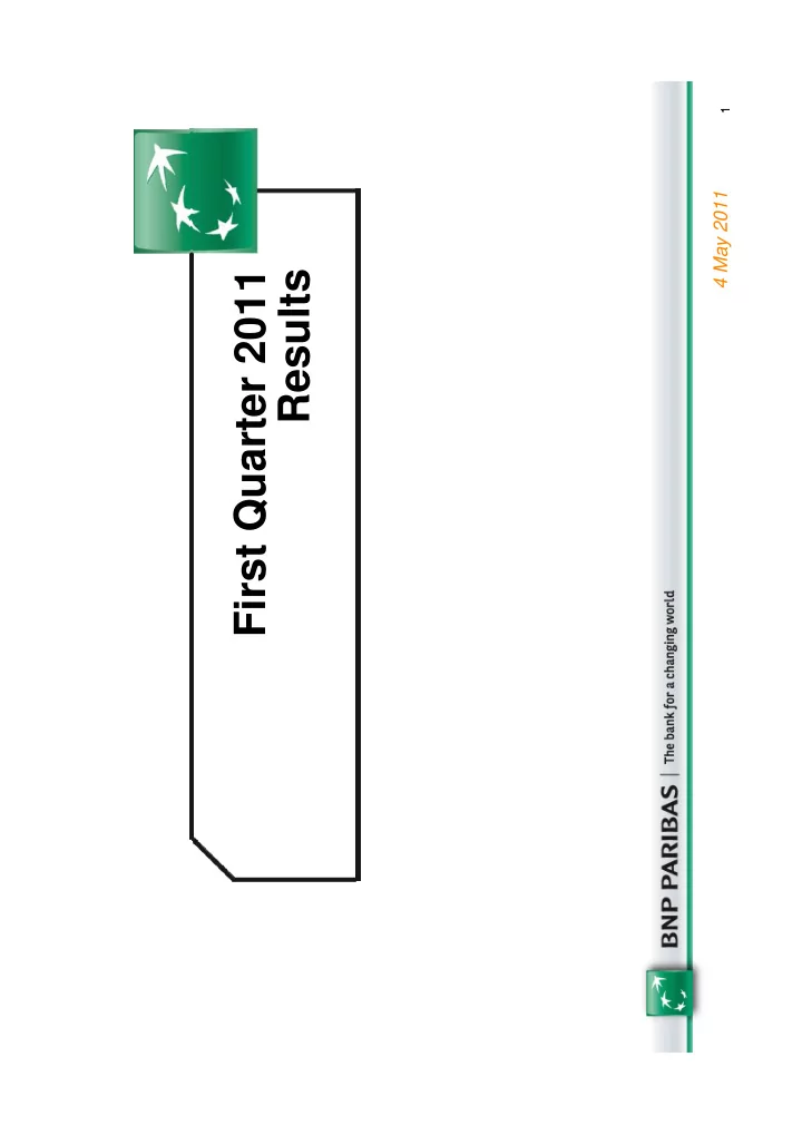 first quarter 2011 results disclaimer