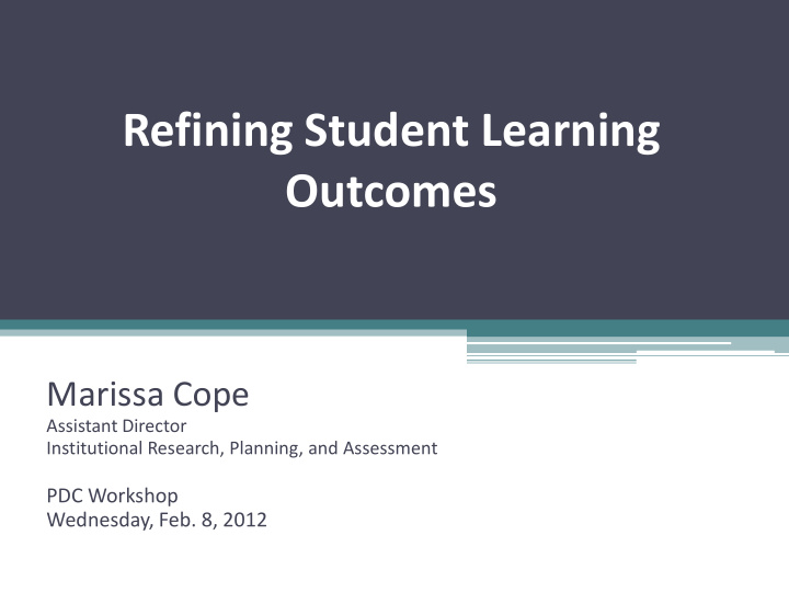refining student learning outcomes