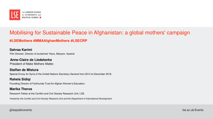 mobilising for sustainable peace in afghanistan a global