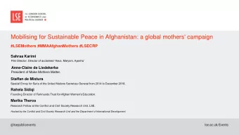 Mobilising for Sustainable Peace in Afghanistan: a global mothers' campaign  #LSEMothers