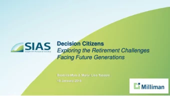 Decision Citizens  Exploring the Retirement Challenges  Facing Future Generations  Beatrice Male