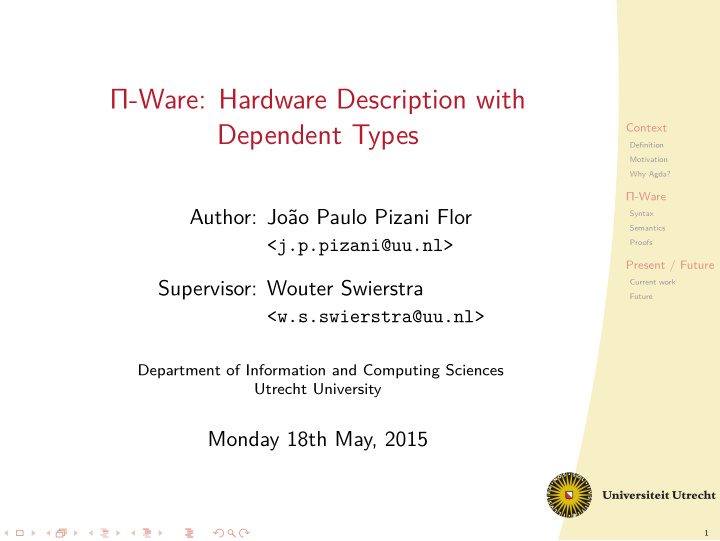 ware hardware description with dependent types