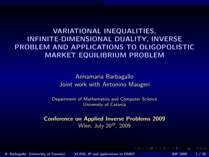 variational inequalities infinite dimensional duality