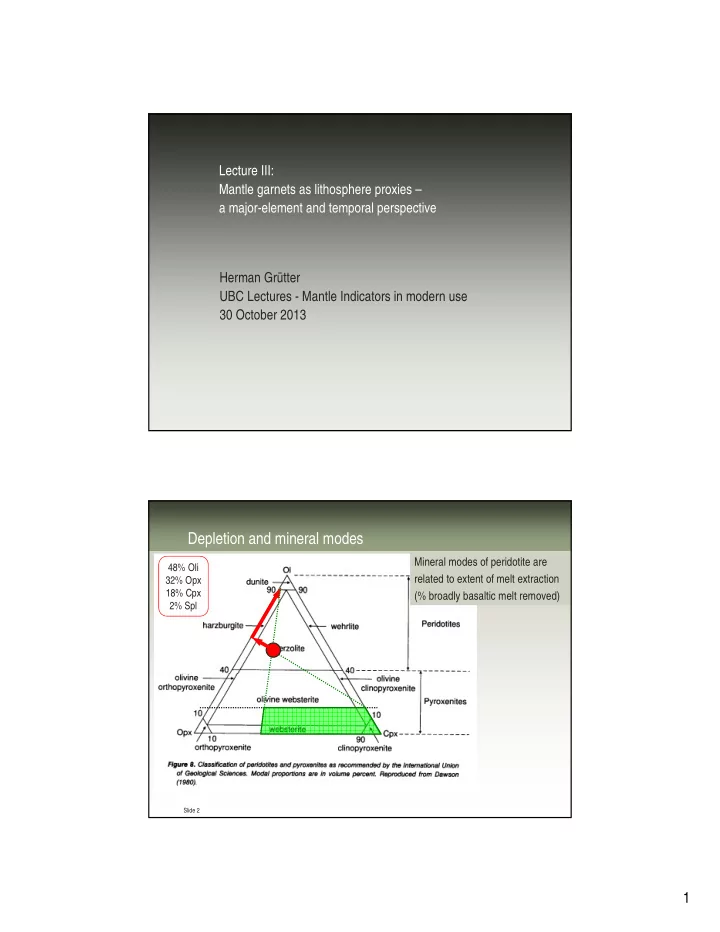depletion and mineral modes