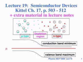 Lecture 19:  Semiconductor Devices  Kittel Ch. 17, p. 503 - 512  + extra material in lecture notes
