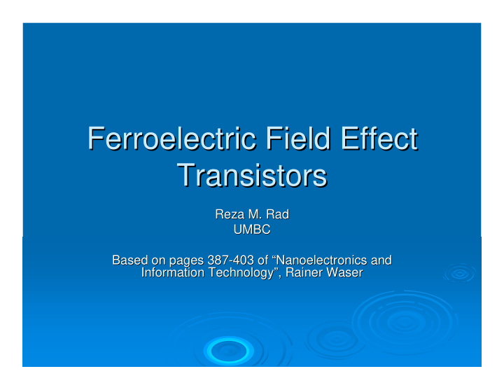 ferroelectric field effect ferroelectric field effect