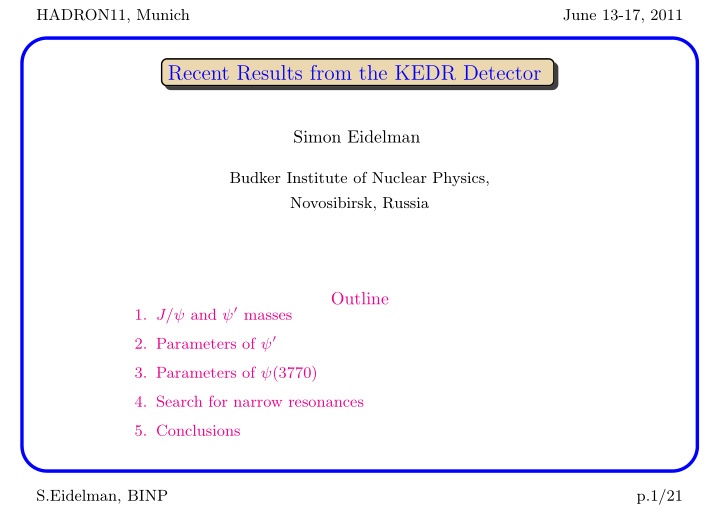 recent results from the kedr detector