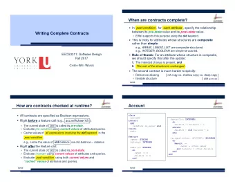 When are contracts complete?  In post-condition , for each attribute , specify the relationship