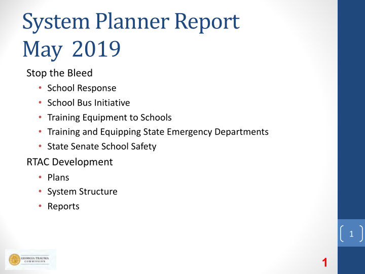 system planner report may 2019