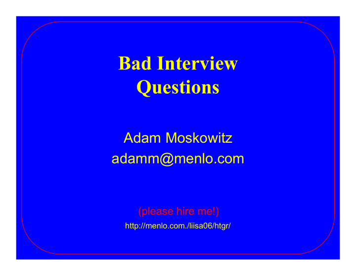 bad interview questions