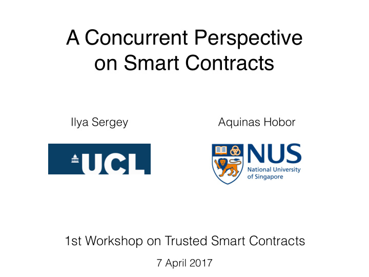 a concurrent perspective on smart contracts
