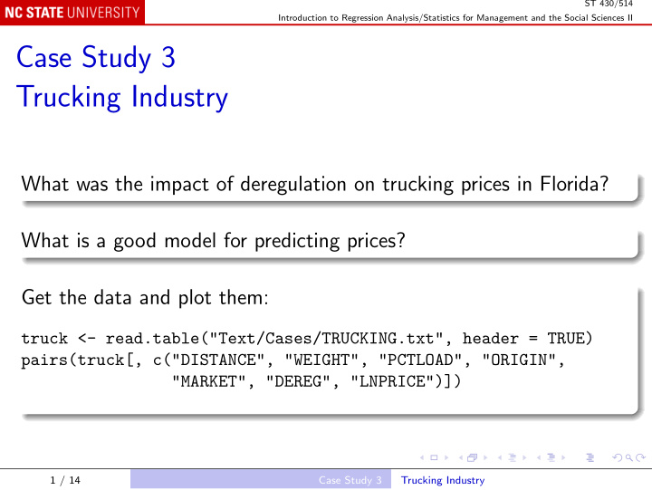 case study 3 trucking industry