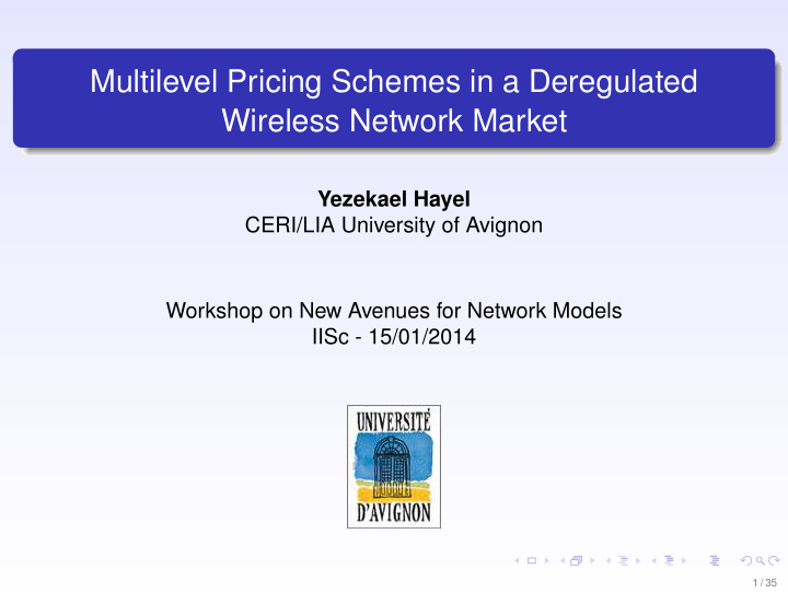 multilevel pricing schemes in a deregulated wireless