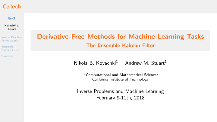 derivative free methods for machine learning tasks