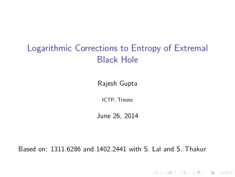 Logarithmic Corrections to Entropy of Extremal  Black Hole  Rajesh Gupta  ICTP, Trieste  June 26,