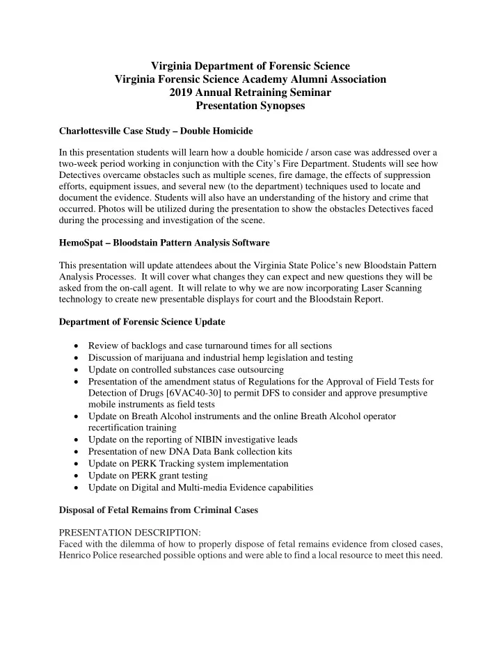 virginia department of forensic science virginia forensic