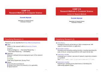 COMP 516  COMP 516  Research Methods in Computer Science  Research Methods in Computer Science