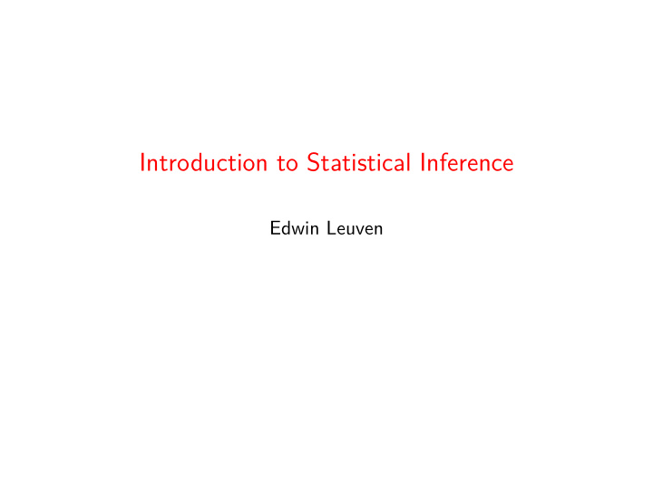 introduction to statistical inference
