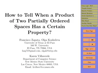 How to Tell When a Product  Similar Questions in . . .  Definitions  of Two Partially Ordered  Main